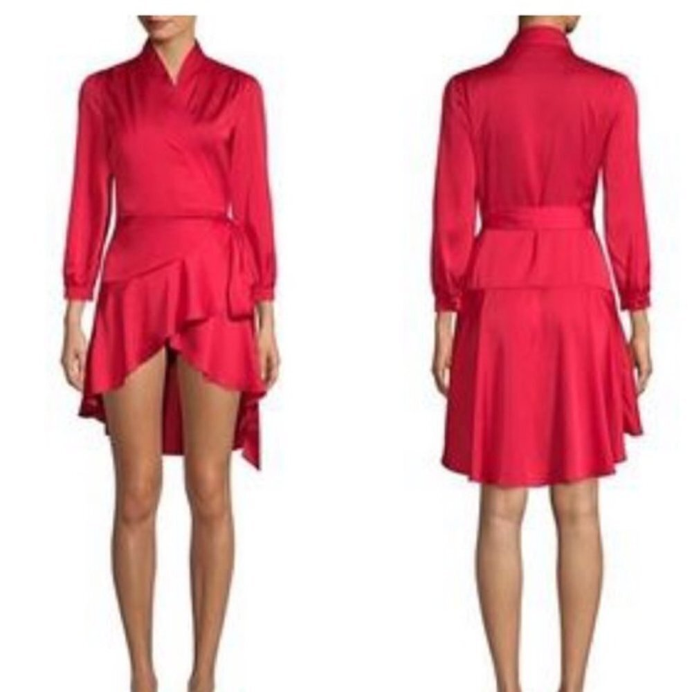 Few Moda Red Street Tie Wrap Dress Christmas Size Medium new with tags #112